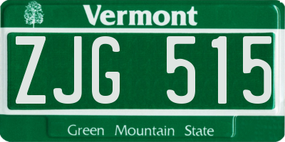 VT license plate ZJG515