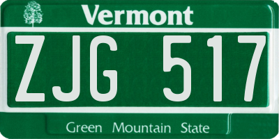 VT license plate ZJG517