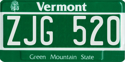 VT license plate ZJG520