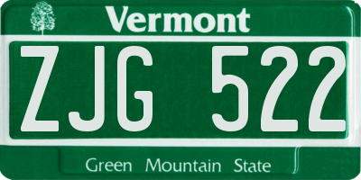 VT license plate ZJG522