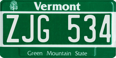 VT license plate ZJG534