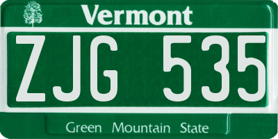 VT license plate ZJG535
