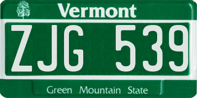 VT license plate ZJG539