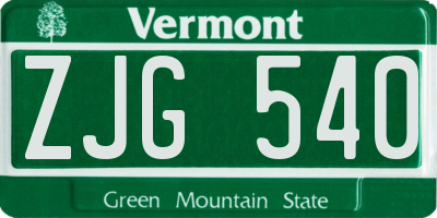 VT license plate ZJG540