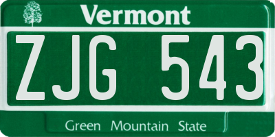 VT license plate ZJG543