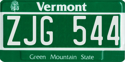 VT license plate ZJG544
