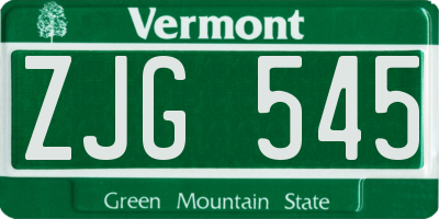 VT license plate ZJG545