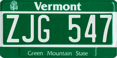 VT license plate ZJG547