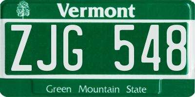 VT license plate ZJG548