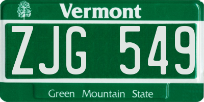 VT license plate ZJG549