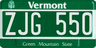 VT license plate ZJG550