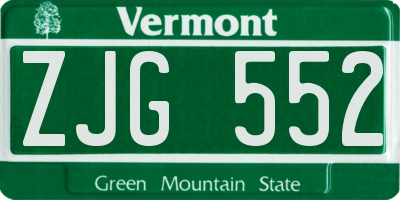 VT license plate ZJG552