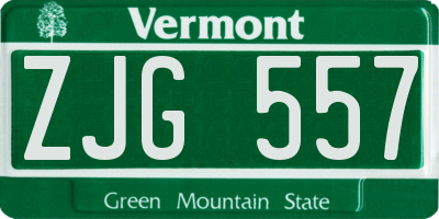 VT license plate ZJG557