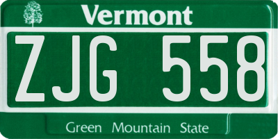 VT license plate ZJG558