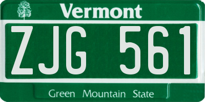 VT license plate ZJG561