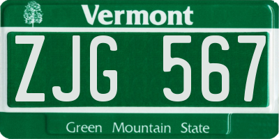 VT license plate ZJG567