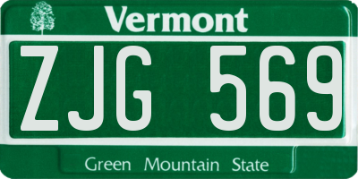 VT license plate ZJG569