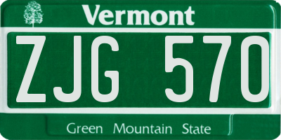 VT license plate ZJG570