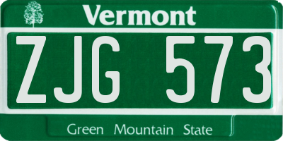 VT license plate ZJG573