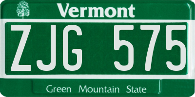 VT license plate ZJG575
