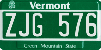 VT license plate ZJG576