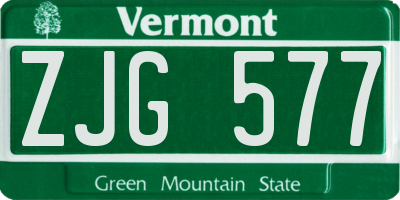 VT license plate ZJG577