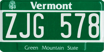 VT license plate ZJG578