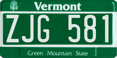 VT license plate ZJG581