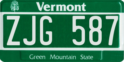 VT license plate ZJG587