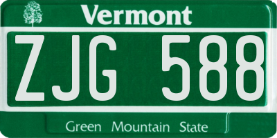 VT license plate ZJG588