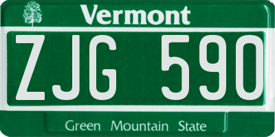 VT license plate ZJG590