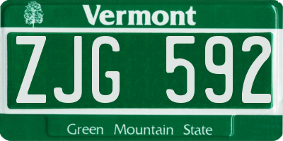 VT license plate ZJG592