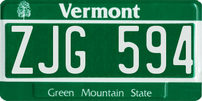 VT license plate ZJG594