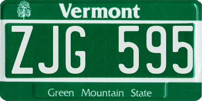 VT license plate ZJG595