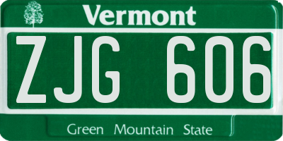 VT license plate ZJG606