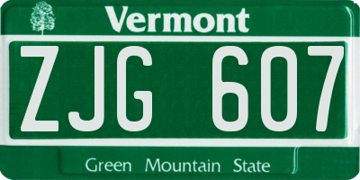 VT license plate ZJG607