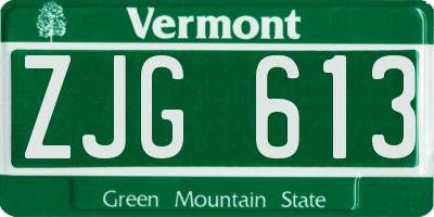 VT license plate ZJG613