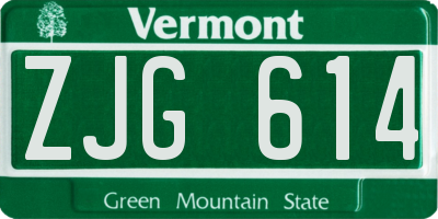 VT license plate ZJG614