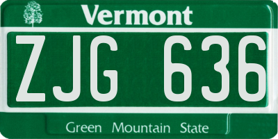 VT license plate ZJG636