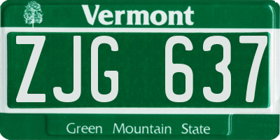 VT license plate ZJG637