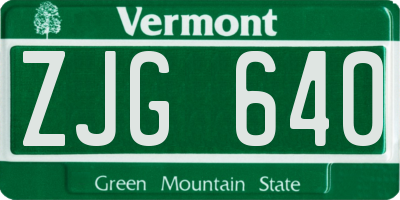 VT license plate ZJG640