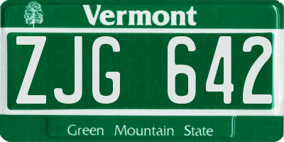 VT license plate ZJG642