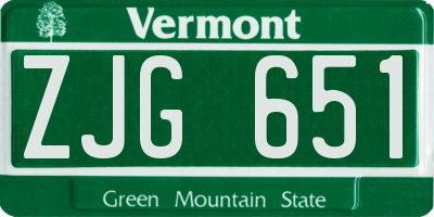 VT license plate ZJG651
