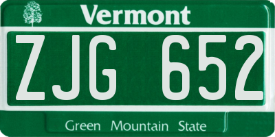 VT license plate ZJG652