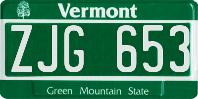 VT license plate ZJG653
