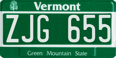 VT license plate ZJG655