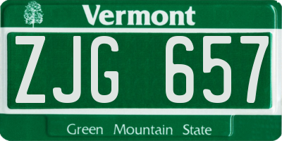 VT license plate ZJG657