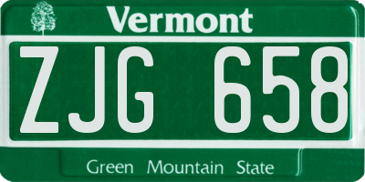 VT license plate ZJG658