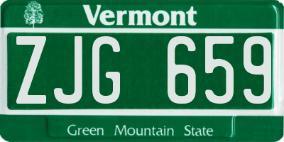 VT license plate ZJG659