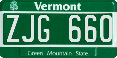 VT license plate ZJG660